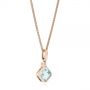 14k Rose Gold 14k Rose Gold Step Cut Aquamarine And Diamond Pendant - Flat View -  106038 - Thumbnail