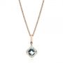 14k Rose Gold 14k Rose Gold Step Cut Aquamarine And Diamond Pendant - Three-Quarter View -  106038 - Thumbnail