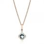 18k Rose Gold Step Cut Aquamarine And Diamond Pendant