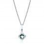 18k White Gold Step Cut Aquamarine And Diamond Pendant