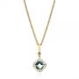 18k Yellow Gold Step Cut Aquamarine And Diamond Pendant