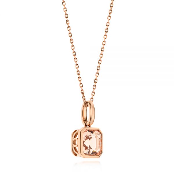 14k Rose Gold Step Cut Morganite Bezel Pendant - Flat View - 106017