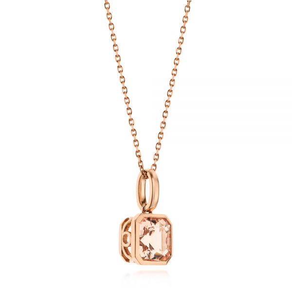 14k Rose Gold Step Cut Morganite Bezel Pendant - Flat View -  106017