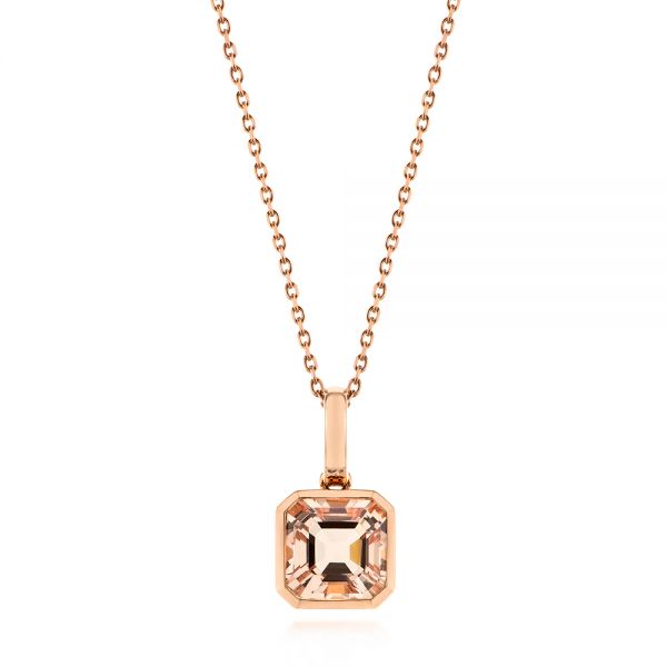 Step Cut Morganite Bezel Pendant - Image