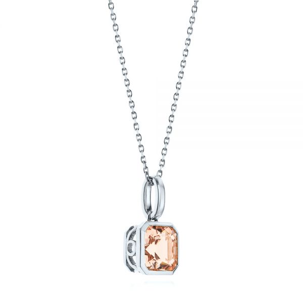 Platinum Platinum Step Cut Morganite Bezel Pendant - Flat View - 106017