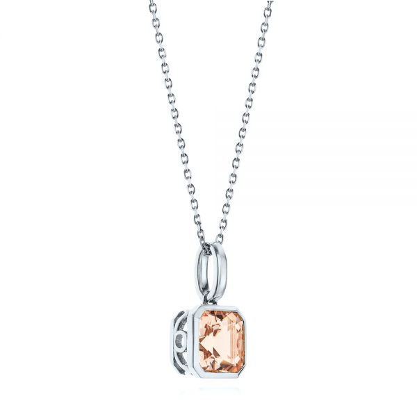  Platinum Platinum Step Cut Morganite Bezel Pendant - Flat View -  106017