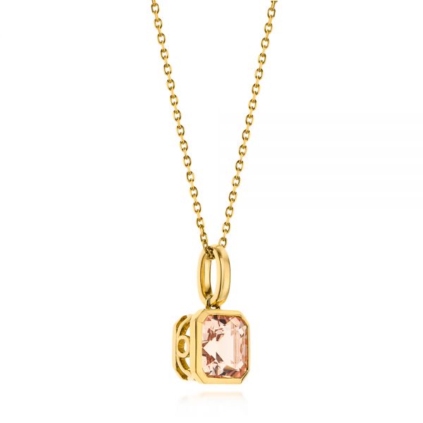 14k Yellow Gold 14k Yellow Gold Step Cut Morganite Bezel Pendant - Flat View - 106017