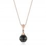 18k Rose Gold Tahitian Carved Pear And Diamond Pendant
