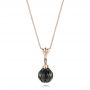 14k Rose Gold 14k Rose Gold Tahitian Carved Pear And Diamond Pendant - Three-Quarter View -  103249 - Thumbnail