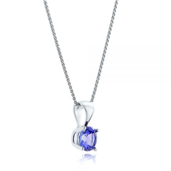 14k White Gold Tanzanite Pendant - Flat View - 100969