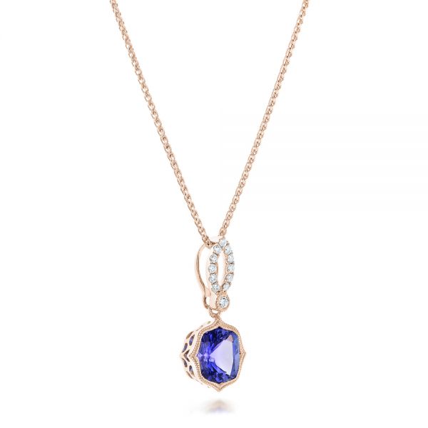 14k Rose Gold 14k Rose Gold Tanzanite And Diamond Pendant - Flat View -  102545