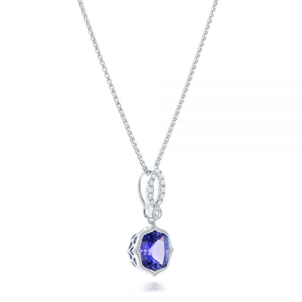  Platinum Platinum Tanzanite And Diamond Pendant - Flat View -  102545