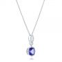 14k White Gold Tanzanite And Diamond Pendant - Flat View -  102545 - Thumbnail