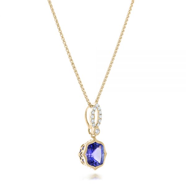 18k Yellow Gold 18k Yellow Gold Tanzanite And Diamond Pendant - Flat View - 102545