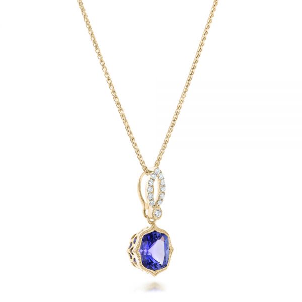 14k Yellow Gold 14k Yellow Gold Tanzanite And Diamond Pendant - Flat View -  102545