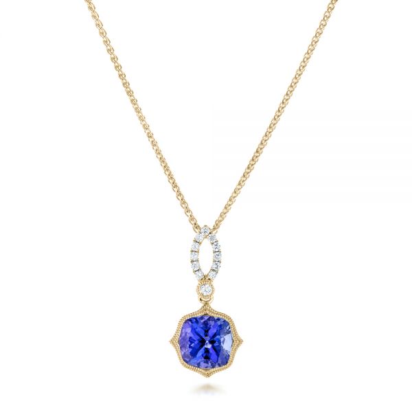 18k Yellow Gold 18k Yellow Gold Tanzanite And Diamond Pendant - Three-Quarter View -  102545