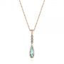 18k Rose Gold 18k Rose Gold Teardrop Aquamarine And Diamond Pendant - Three-Quarter View -  105431 - Thumbnail