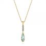 18k Yellow Gold 18k Yellow Gold Teardrop Aquamarine And Diamond Pendant - Three-Quarter View -  105431 - Thumbnail