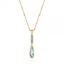 18k Yellow Gold 18k Yellow Gold Teardrop Aquamarine And Diamond Pendant - Three-Quarter View -  105431 - Thumbnail