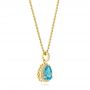 14k Yellow Gold 14k Yellow Gold Teardrop Blue Topaz And Diamond Halo Pendant - Front View -  103773 - Thumbnail