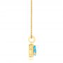 14k Yellow Gold 14k Yellow Gold Teardrop Blue Topaz And Diamond Halo Pendant - Side View -  103773 - Thumbnail