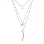 18k White Gold 18k White Gold Three-stack Moon And Stars Diamond Necklace - Three-Quarter View -  105291 - Thumbnail