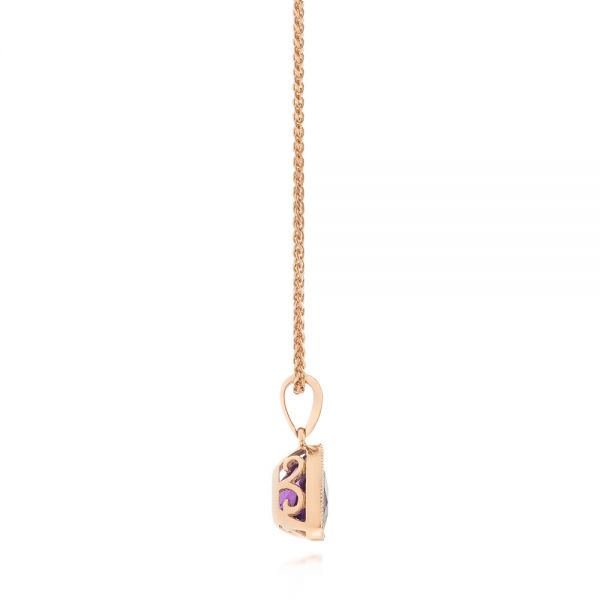 14k Rose Gold 14k Rose Gold Trillion Amethyst Pendant - Side View -  103732 - Thumbnail