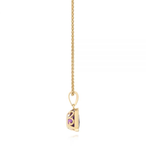 18k Yellow Gold 18k Yellow Gold Trillion Amethyst Pendant - Side View -  103732 - Thumbnail