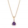 14k Rose Gold 14k Rose Gold Trillion Amethyst And Diamond Pendant - Three-Quarter View -  103733 - Thumbnail