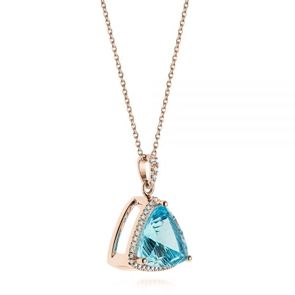 18k Rose Gold 18k Rose Gold Trillion Blue Topaz And Diamond Pendant - Flat View -  105299