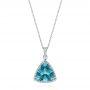 14k White Gold Trillion Blue Topaz And Diamond Pendant - Three-Quarter View -  105299 - Thumbnail