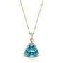 14k Yellow Gold 14k Yellow Gold Trillion Blue Topaz And Diamond Pendant - Three-Quarter View -  105299 - Thumbnail