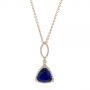 18k Rose Gold 18k Rose Gold Trillion Tanzanite And Diamond Halo Pendant - Three-Quarter View -  105003 - Thumbnail