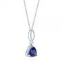 18k White Gold Trillion Tanzanite And Diamond Halo Pendant - Flat View -  105003 - Thumbnail