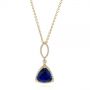 14k Yellow Gold 14k Yellow Gold Trillion Tanzanite And Diamond Halo Pendant - Three-Quarter View -  105003 - Thumbnail