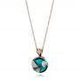 14k Rose Gold 14k Rose Gold Turquoise Pearl And Diamond Pendant - Flat View -  103256 - Thumbnail