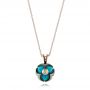 14k Rose Gold 14k Rose Gold Turquoise Pearl And Diamond Pendant - Three-Quarter View -  103256 - Thumbnail