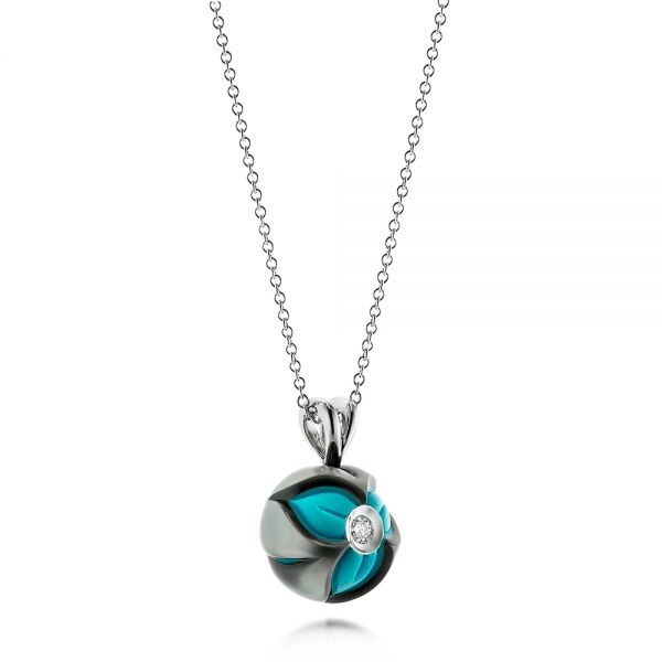  Platinum Platinum Turquoise Pearl And Diamond Pendant - Flat View -  103256