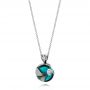 14k White Gold Turquoise Pearl And Diamond Pendant - Flat View -  103256 - Thumbnail