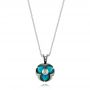 18k White Gold Turquoise, Pearl And Diamond Pendant