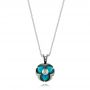 18k White Gold 18k White Gold Turquoise Pearl And Diamond Pendant - Three-Quarter View -  103256 - Thumbnail