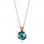 14k Yellow Gold 14k Yellow Gold Turquoise Pearl And Diamond Pendant - Flat View -  103256 - Thumbnail