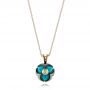 18k Yellow Gold Turquoise, Pearl And Diamond Pendant