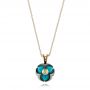 14k Yellow Gold 14k Yellow Gold Turquoise Pearl And Diamond Pendant - Three-Quarter View -  103256 - Thumbnail