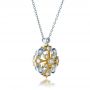 Two-tone Diamond Filigree Pendant - Flat View -  1246 - Thumbnail