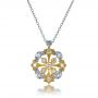 Two-tone Diamond Filigree Pendant - Front View -  1246 - Thumbnail