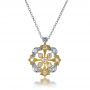 Two-tone Diamond Filigree Pendant - Front View -  1246 - Thumbnail