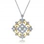  14K Gold 14K Gold Two-tone Diamond Filigree Pendant - Front View -  1247 - Thumbnail