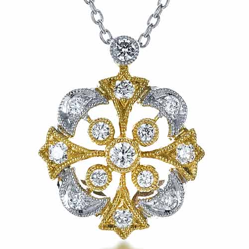 Two-Tone Diamond Filigree Pendant - Image