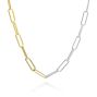 14k Yellow Gold Two Tone Paperclip Necklace - Three-Quarter View -  107692 - Thumbnail